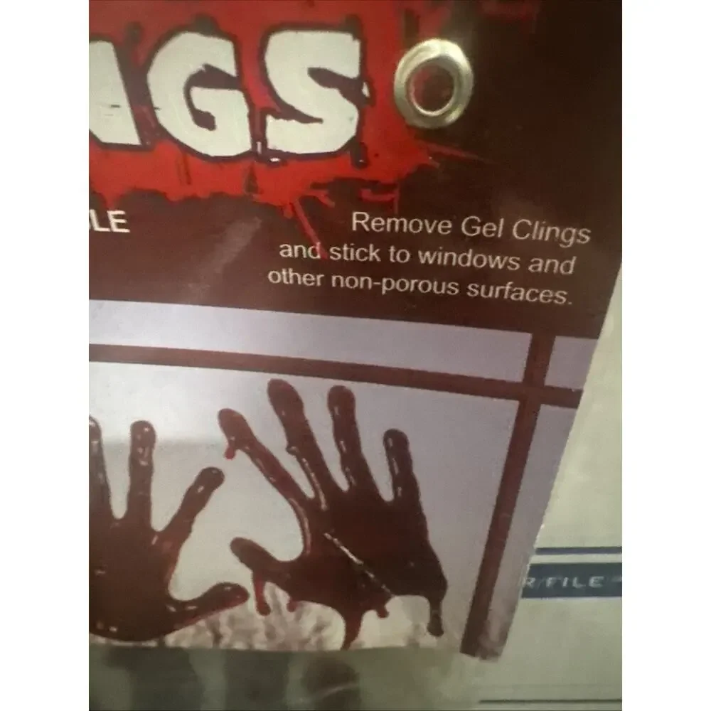 Bloody Hand Gel Clings 3D Halloween Window Decorations Reusable 2pc New